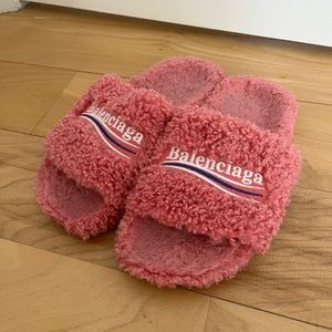 Balenciaga pink fury logo slides